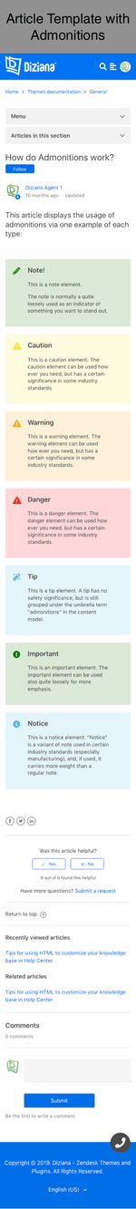 Diziana Arcturus Theme Article Template with Admonitions Mobile Version