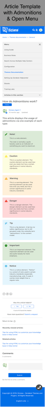 Diziana Arcturus Theme Article Template with Menu Open Mobile Version