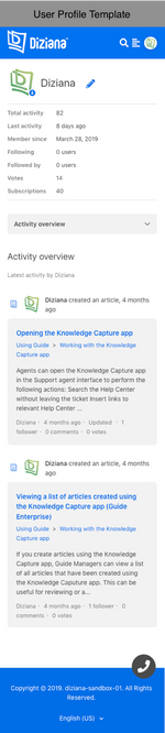 Diziana Arcturus Theme User Profile Template Mobile Version