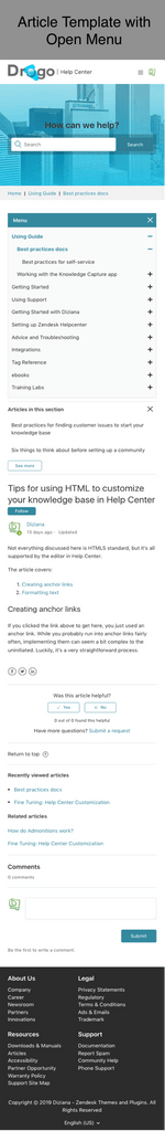Diziana Drogo Theme Article Template with Menu Open Mobile Version