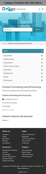 Diziana Drogo Theme Category Template with Menu Open Mobile Version
