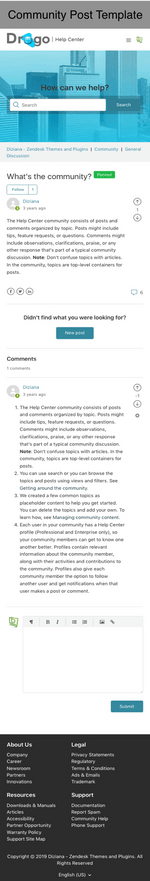 Diziana Drogo Theme Community Post Template Mobile Version