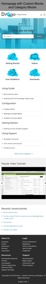 Diziana Drogo Theme Homepage with Custom Blocks and Category Blocks Mobile Version