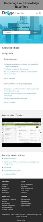 Diziana Drogo Theme Homepage with Knowledge Base Tree Mobile Version