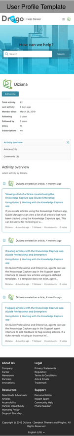 Diziana Drogo Theme User Profile Template Mobile Version