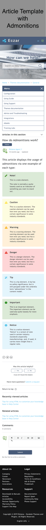 Diziana Eczar Theme Article Template with Admonitions Mobile Version