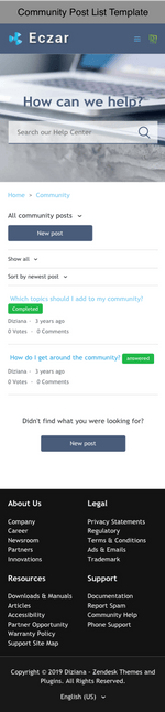 Diziana Eczar Theme Community Post List Template Mobile Version