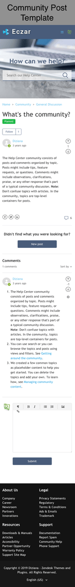 Diziana Eczar Theme Community Post Template Mobile Version