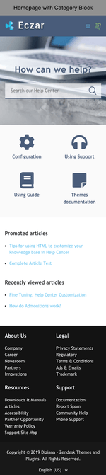 Diziana Eczar Theme Homepage with Category Blocks Mobile Version