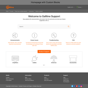 Diziana Galltine Theme Homepage with Custom Blocks