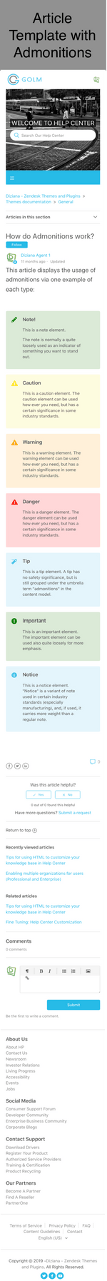 Diziana Golm Theme Article Template with Admonitions Mobile Version