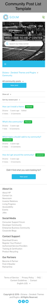 Diziana Golm Theme Community Post List Template Mobile Version