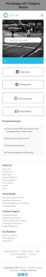 Diziana Golm Theme Homepage with Category Blocks Mobile Version