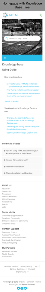 Diziana Golm Theme Homepage with Knowledge Base Tree Mobile Version
