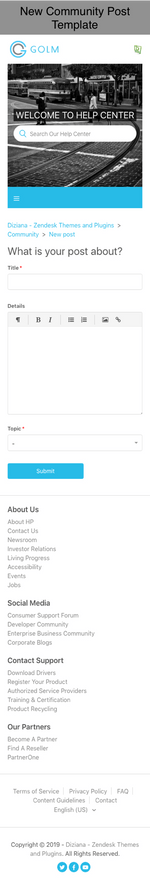 Diziana Golm Theme New Community Post Template Mobile Version