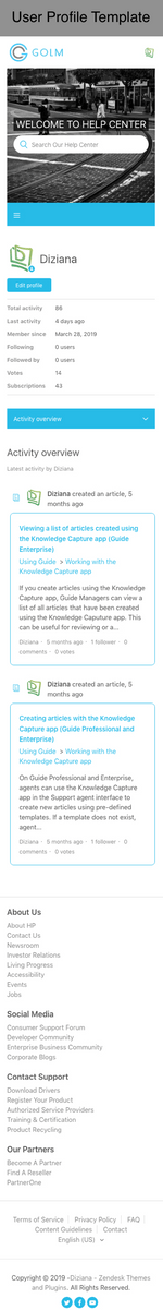 Diziana Golm Theme User Profile Template Mobile Version