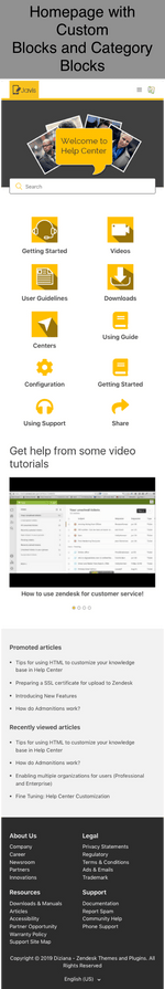 Diziana Javis Theme Homepage with Custom Blocks and Category Blocks Mobile Version