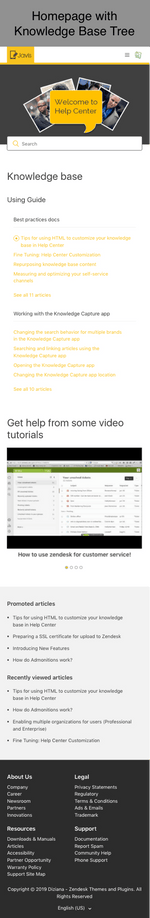 Diziana Javis Theme Homepage with Knowledge Base Tree Mobile Version