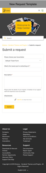 Diziana Javis Theme New Request Template Mobile Version