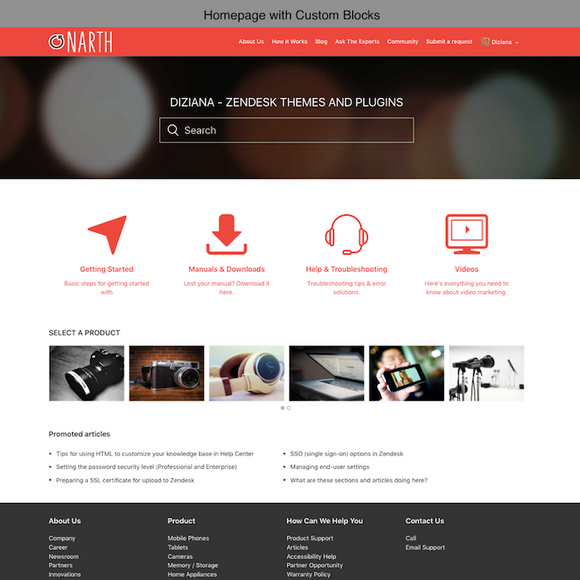 Diziana Narth Theme Homepage with Custom Blocks