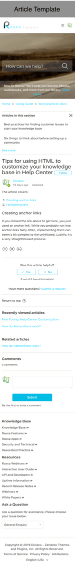 Diziana Raxxa Theme Article Template with Open Menu
