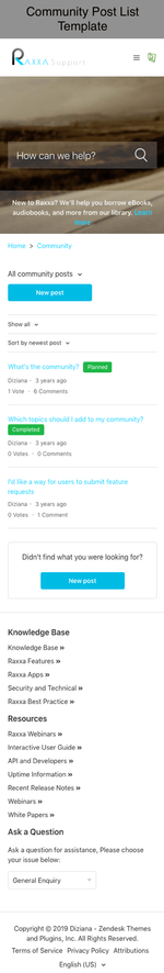Diziana Raxxa Theme Community Post List Template Mobile Version