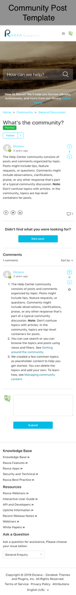 Diziana Raxxa Theme Community Post Template Mobile Version